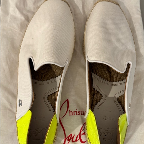 Christian Louboutin White and Tan Loafers Slip-Ons main image 5